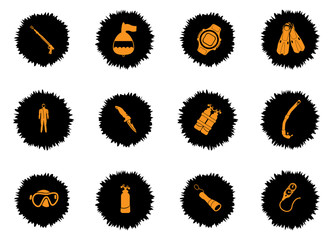 Diving icon set