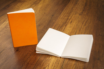 Blank catalog, magazines,book mock up on wood background