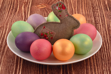 Multi-coloured Easter eggs