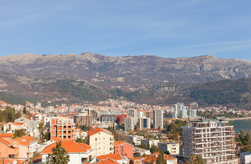Fototapeta na wymiar View of modern part of Budva, Montenegro