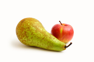 pear and Apple on white background