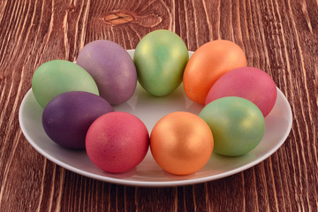 Multi-coloured Easter eggs
