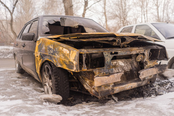 Burned car after arson
