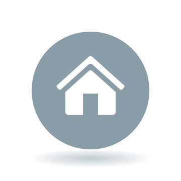 House icon. Home sign. Homepage symbol. White home icon on cool grey circle background. Vector illustration.