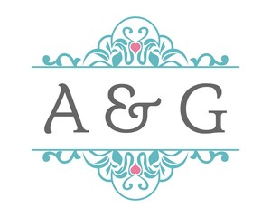 A & G Initial Wedding Ornament Logo