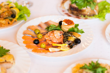 Sashimi buffet on ice, Japanese food