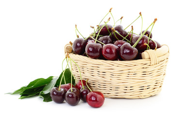 Cherries in basket.