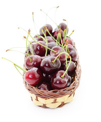 Cherries in basket.