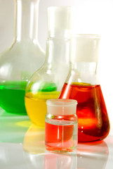 varies glassware laboratory on white