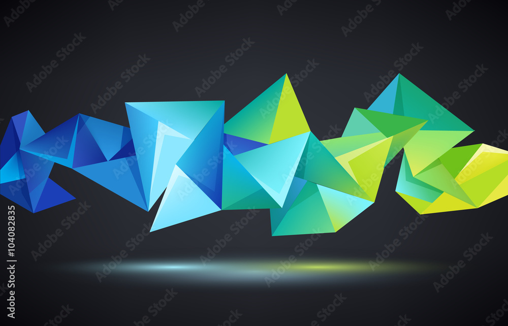 Wall mural vector abstract crystal 3d faceted geometric origami rainbow background