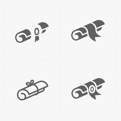 Scrolls icons with ribbon on white