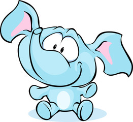 funny baby elephant sitting isolated on white background cartoon - vector illustration