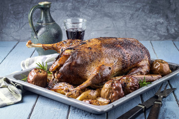 Gänsebraten mit Qutte und Kartoffel