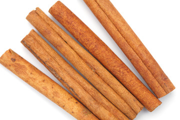 Cinnamon on white background