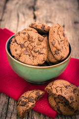 Chocolate chip cookies in the bowl 