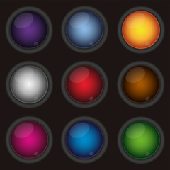 Set of colored buttons for web design. Can be use as icons, element, banner or background.