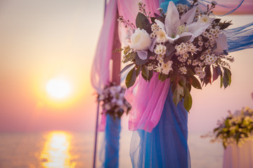Beautiful wedding arch on the beach