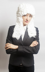 Female judge wearing a wig