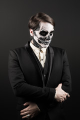 Obraz premium Evil day of the dead fancy dress man formal jacket