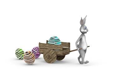 Wielkanocny królik z pisankami - obrazy, fototapety, plakaty