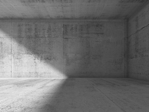 Abstract interior of empty dark concrete room