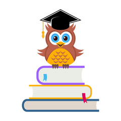 Fototapeta premium Cute owl with graduation hat