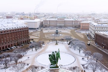 The ensemble of St. Isaac's Square in St.Petersburg. View from S