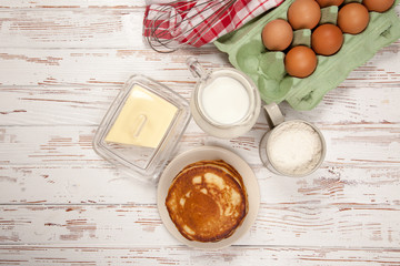 High pile of delicious pancakes