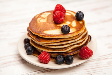High pile of delicious pancakes