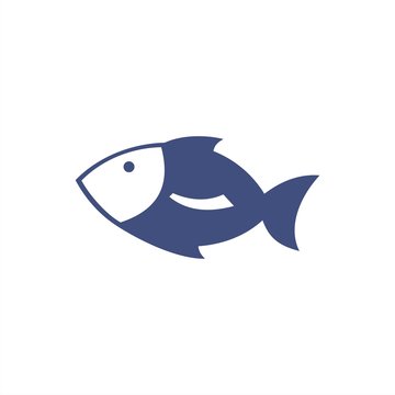 Icono pez azul aislado sobre fondo blanco. Ilustración vectorial