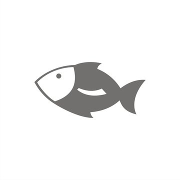 Icono pez gris aislado sobre fondo blanco. Ilustración vectorial