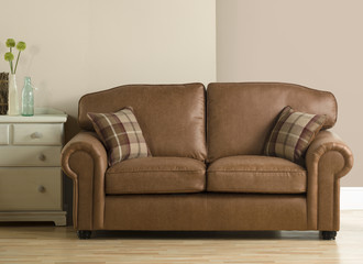 Harris Tweed Leather sofa UK made in Lounge