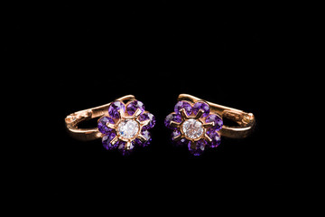 Earrings with Violet Crystals