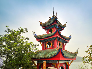 Fototapeta premium Apex of the Shibaozhai Pagoda - Shibao, Chongqing, China