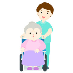 happy grandma at nursing home vector