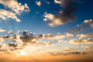 colorful dramatic sky with cloud at sunset