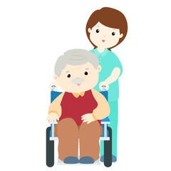 happy grandpa at nursing home vector