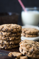 Homemade chocolate cookies on slate
