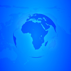 Fototapeta na wymiar Blue World Globe. Europe and Africa.
