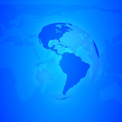 Blue World Globe. North and south America.