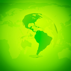 Green World Globe. North and south America.