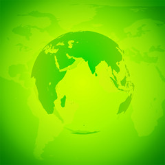 Green World Globe. Asia.