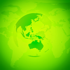 Green World Globe. Asia and Oceania.