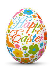 Happy Easter - 3D Vektor Osterei mit fröhlichen Ostersymbolen. Farbig und bunte Zeichen und Symbole. Ostern, bemaltes Ei - Easter Egg