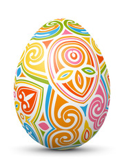 3D Vektor Osterei - Abstrakt verziert und mit fröhlichen Farben bemalt. Colorful Easter Egg with Abstract Pattern Isolated on White Background.