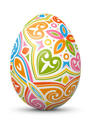 3D Vektor Osterei - Abstrakt verziert und mit fröhlichen Farben bemalt. Colorful Easter Egg with Abstract Pattern Isolated on White Background.