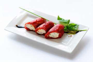 marinated peppers, served on white dish