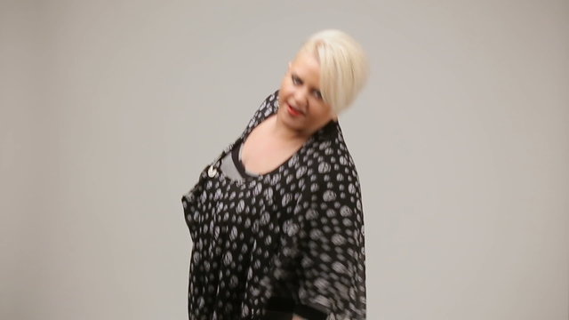 Freaky blond lady posing