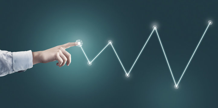 Screen with market infographs