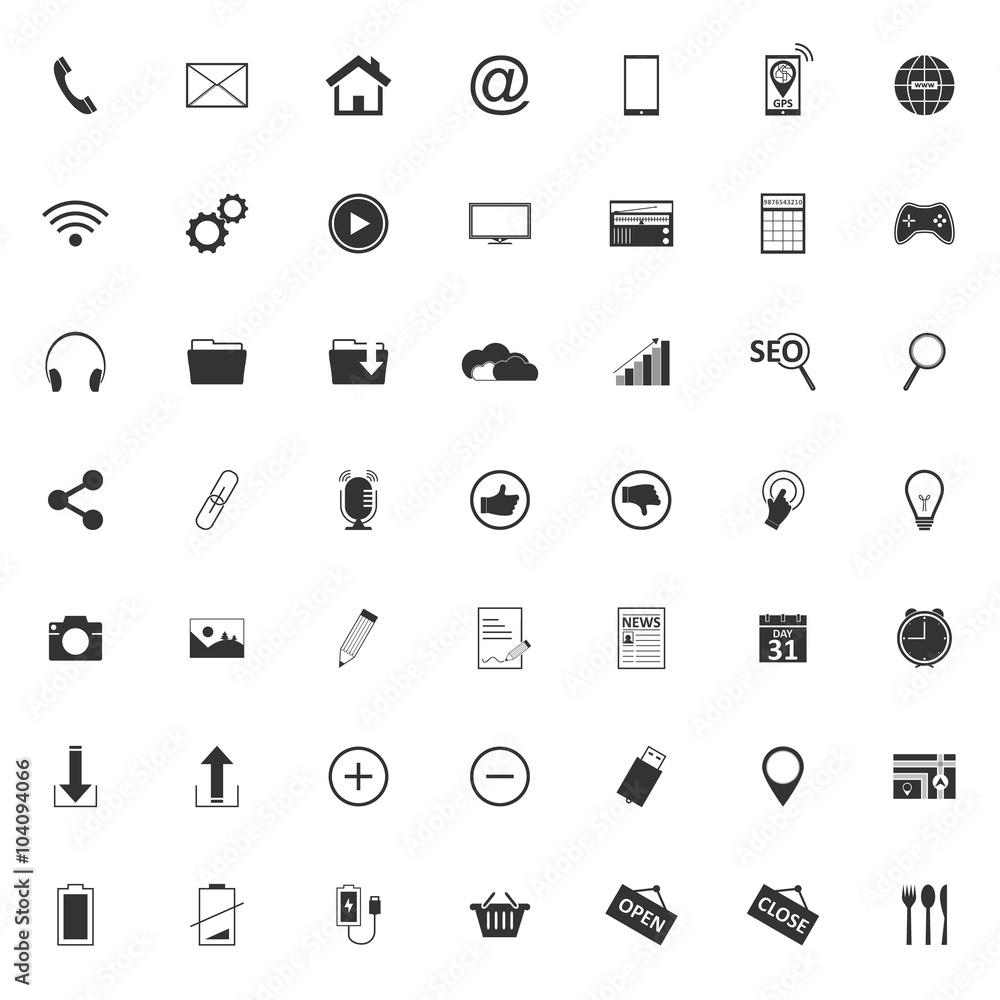 Aufkleber 49 different web vector icons.